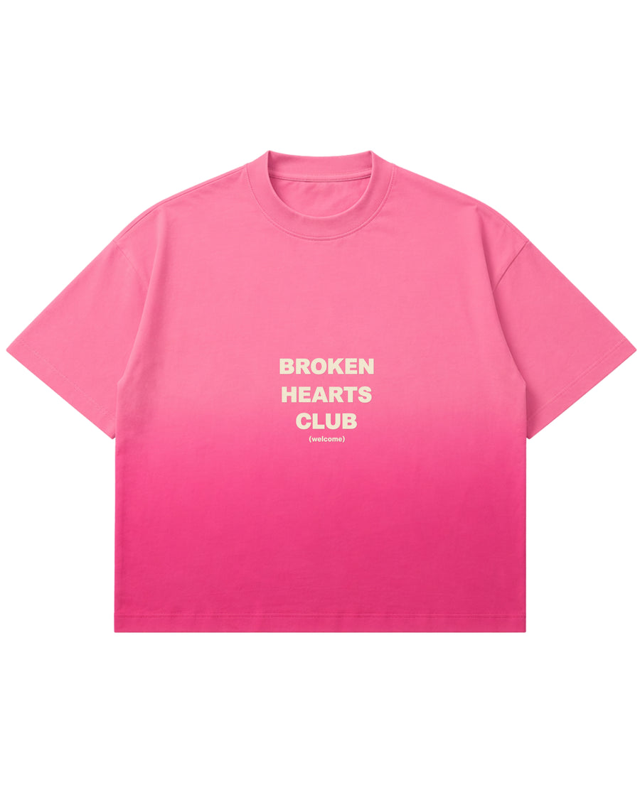 Pink Sunfade Ombré Wash Boxy Fit T-shirt Front Design